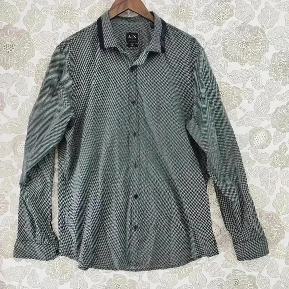 Armani Exchange Slim Ajustee Pattern Button down Long sleeve  Men's Dress Shirt - Picture 1 of 8